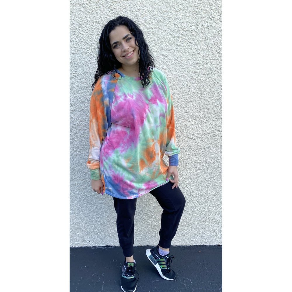 Eldridge Tie Dye Raglan Tunic, Berry